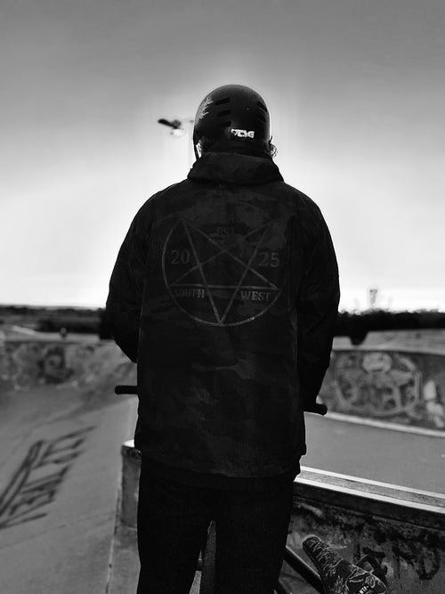 Black Camo Pullover Windbreaker