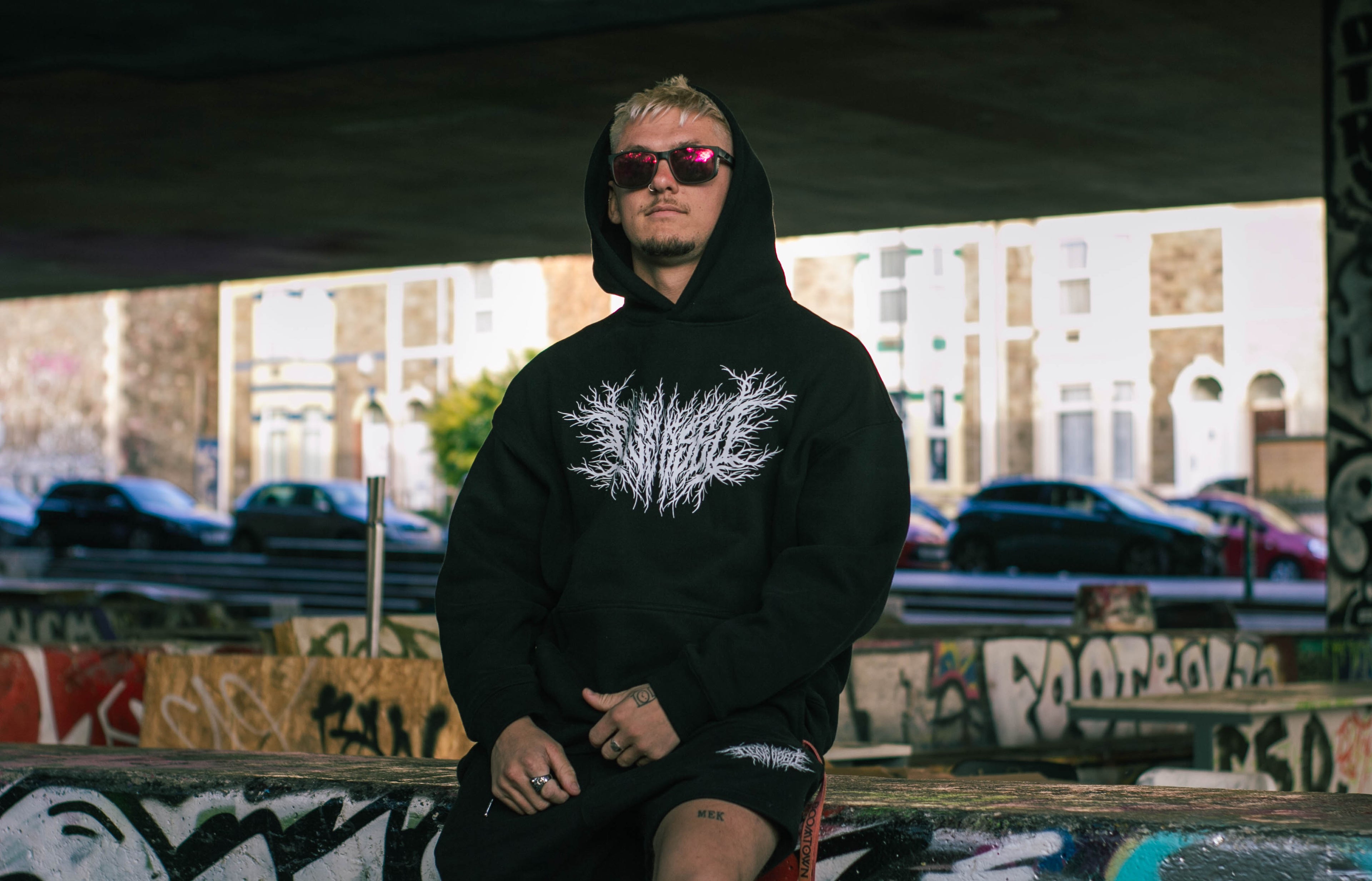 DECEASED BM LOGO OVERSIZED HOODIE